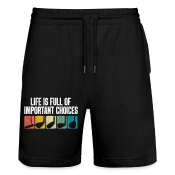 Funny Life Is Full Of Important Choices Golf - Stanley/Stella Trainer Unisex Organic Jogging Shorts - black - Front - Nik (191cm) & Marisol (170cm)