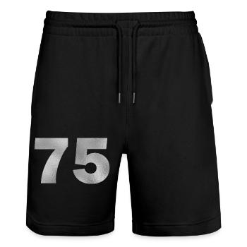 Birthday 75 years - Stanley/Stella Trainer Unisex Organic Jogging Shorts - black - Front - Nik (191cm) & Marisol (170cm)