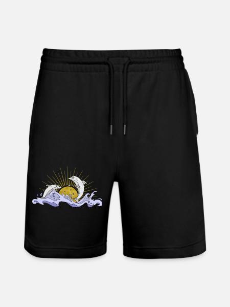 Dolphins - Stanley/Stella Trainer Unisex Organic Jogging Shorts - black