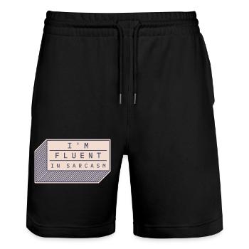I'm fluent in sarcasm - Stanley/Stella Trainer Unisex Organic Jogging Shorts - black - Front - Nik (191cm) & Marisol (170cm)