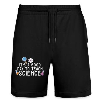 It's A Good Day Teach Science Teacher Science - Stanley/Stella Trainer Unisex Organic Jogging Shorts - black - Front - Nik (191cm) & Marisol (170cm)