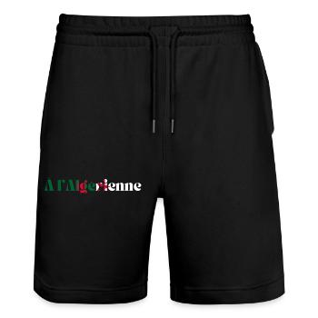 Algerian - Algeria gift idea - Stanley/Stella Trainer Unisex Organic Jogging Shorts - black - Front - Nik (191cm) & Marisol (170cm)