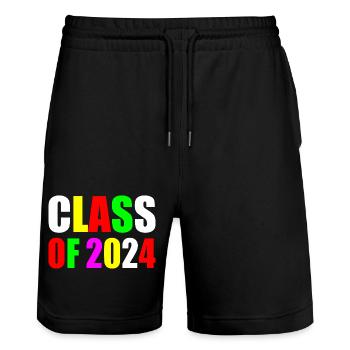 Class of 2024 - Stanley/Stella Trainer Unisex Organic Jogging Shorts - black - Front - Nik (191cm) & Marisol (170cm)