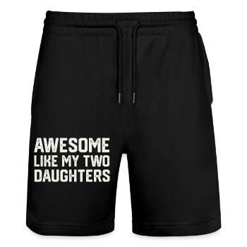 GROSSARTIG WIE MEINE BEIDEN TÖCHTER Vatertag - Stanley/Stella Unisex Bio Joggingshorts Trainer  - Schwarz - Vorne - Nik (191cm) & Marisol (170cm)