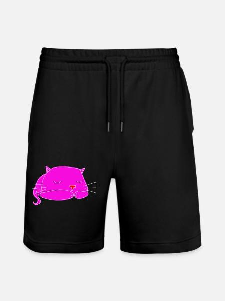 sleeping cat - Stanley/Stella Trainer Unisex Organic Jogging Shorts - black