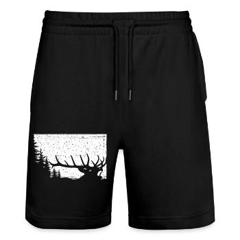 Cerf - Short de jogging bio TRAINER Stanley/Stella unisexe - noir - Devant - Nik (191cm) & Marisol (170cm)