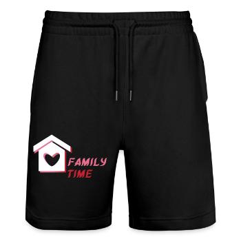 Temps en famille - Familienzeit - Short de jogging bio TRAINER Stanley/Stella unisexe - noir - Devant - Nik (191cm) & Marisol (170cm)