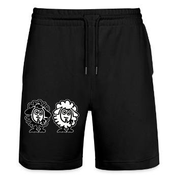 Both Sheep - Twins - Stanley/Stella Trainer Unisex Organic Jogging Shorts - black - Front - Nik (191cm) & Marisol (170cm)