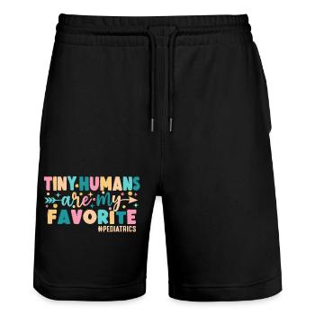 Tiny Humans Are My Favorite Pediatrics - Stanley/Stella Trainer Unisex Organic Jogging Shorts - black - Front - Nik (191cm) & Marisol (170cm)