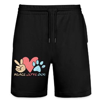 FRIEDEN LIEBE HUND - Stanley/Stella Unisex Bio Joggingshorts Trainer  - Schwarz - Vorne - Nik (191cm) & Marisol (170cm)
