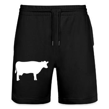 cow - Stanley/Stella Trainer Unisex Organic Jogging Shorts - black - Front - Nik (191cm) & Marisol (170cm)