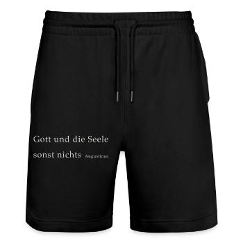Gott und die Seele - Stanley/Stella Unisex Bio Joggingshorts Trainer  - Schwarz - Vorne - Nik (191cm) & Marisol (170cm)