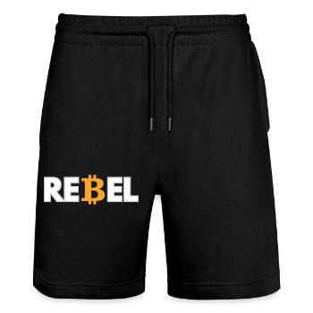 T-Shirt für Bitcoin-Enthusiasten - Stanley/Stella Unisex Bio Joggingshorts Trainer  - Schwarz - Vorne - Nik (191cm) & Marisol (170cm)
