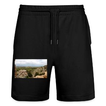 lost place Empros Therme at the Therma Springs - Stanley/Stella Trainer Unisex Organic Jogging Shorts - black - Front - Nik (191cm) & Marisol (170cm)