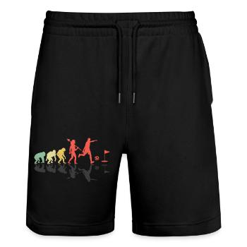 Footgolf Evolution Foot Golf Jouer Footgolfeurs F - Short de jogging bio TRAINER Stanley/Stella unisexe - noir - Devant - Nik (191cm) & Marisol (170cm)