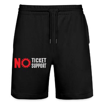 No Ticket No Support Informatiker IT Administrator - Stanley/Stella Unisex Bio Joggingshorts Trainer  - Schwarz - Vorne - Nik (191cm) & Marisol (170cm)