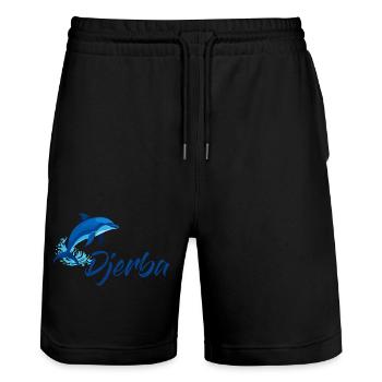 Vacances à Djerba avec le design des dauphins - Short de jogging bio TRAINER Stanley/Stella unisexe - noir - Devant - Nik (191cm) & Marisol (170cm)