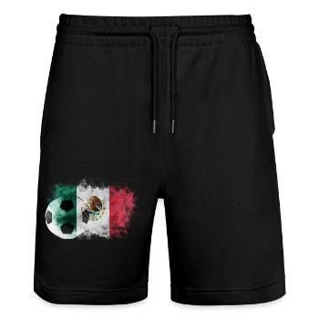 Drapeau du Mexique avec ballon de football - Short de jogging bio TRAINER Stanley/Stella unisexe - noir - Devant - Nik (191cm) & Marisol (170cm)