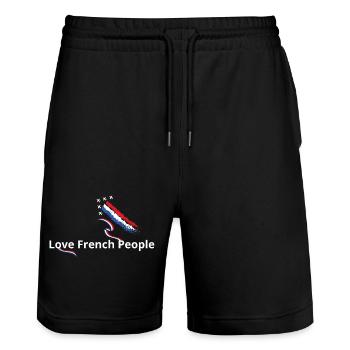 J'aime les français drapeau français - Short de jogging bio TRAINER Stanley/Stella unisexe - noir - Devant - Nik (191cm) & Marisol (170cm)