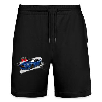 GTR - Stanley/Stella Trainer Unisex Organic Jogging Shorts - black - Front - Nik (191cm) & Marisol (170cm)