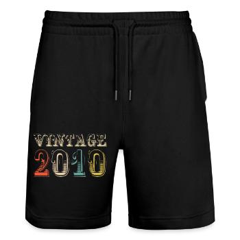 Jahrgang 2010 - 14. Geburtstag - 14 Jahre alt - Stanley/Stella Unisex Bio Joggingshorts Trainer  - Schwarz - Vorne - Nik (191cm) & Marisol (170cm)