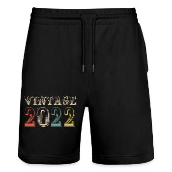 Vintage 2022 - 2 nd birthday - 2 years - Stanley/Stella Trainer Unisex Organic Jogging Shorts - black - Front - Nik (191cm) & Marisol (170cm)