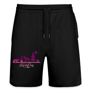 Schweden Schweden Viking Norden Skandinavien Mittsommer - Stanley/Stella Unisex Bio Joggingshorts Trainer  - Schwarz - Vorne - Nik (191cm) & Marisol (170cm)