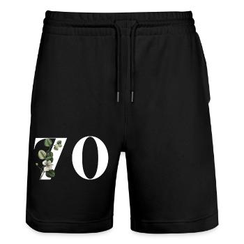 Number 70 Floral Green - 70th Birthday Floral - Stanley/Stella Trainer Unisex Organic Jogging Shorts - black - Front - Nik (191cm) & Marisol (170cm)