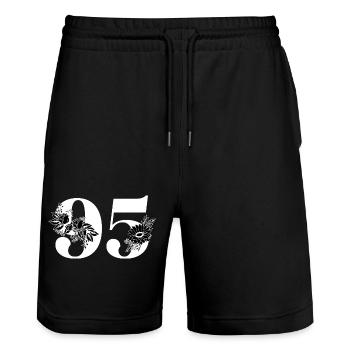 Numéro 95 floral noir - 95e anniversaire floral - Short de jogging bio TRAINER Stanley/Stella unisexe - noir - Devant - Nik (191cm) & Marisol (170cm)