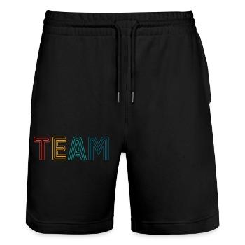 Team - Stanley/Stella Trainer Unisex Organic Jogging Shorts - black - Front - Nik (191cm) & Marisol (170cm)