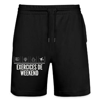 exercices weekend - exercice pour le weekend - Short de jogging bio TRAINER Stanley/Stella unisexe - noir - Devant - Nik (191cm) & Marisol (170cm)