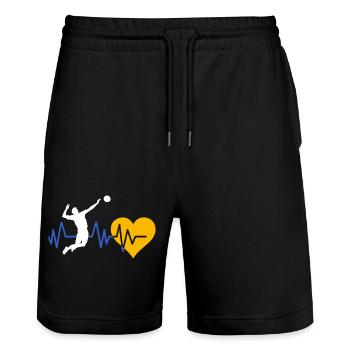 Battement de coeur volley ball - Short de jogging bio TRAINER Stanley/Stella unisexe - noir - Devant - Nik (191cm) & Marisol (170cm)