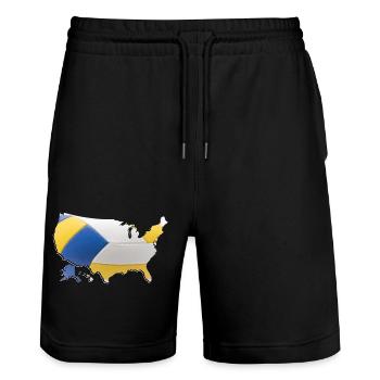 USA | echter Volleyball | Landkarte - Stanley/Stella Unisex Bio Joggingshorts Trainer  - Schwarz - Vorne - Nik (191cm) & Marisol (170cm)