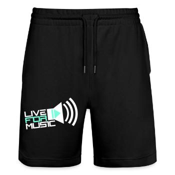 Live for Music Speaker Saying Life for Music - Stanley/Stella Trainer Unisex Organic Jogging Shorts - black - Front - Nik (191cm) & Marisol (170cm)
