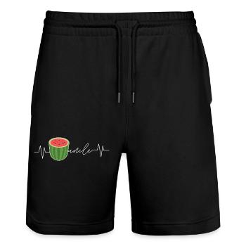 Watermelon heartbeat - Stanley/Stella Trainer Unisex Organic Jogging Shorts - black - Front - Nik (191cm) & Marisol (170cm)