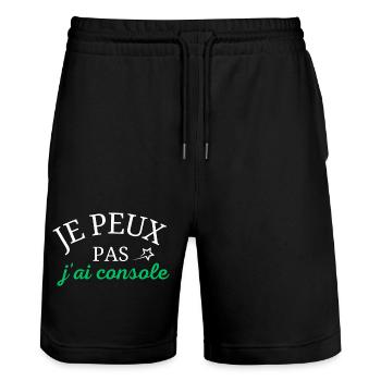 I can't I consoled - Stanley/Stella Trainer Unisex Organic Jogging Shorts - black - Front - Nik (191cm) & Marisol (170cm)