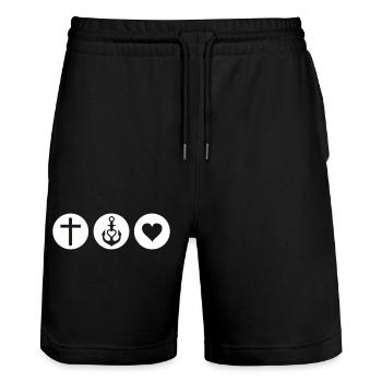 Foi Espoir Amour 01 - Short de jogging bio TRAINER Stanley/Stella unisexe - noir - Devant - Nik (191cm) & Marisol (170cm)