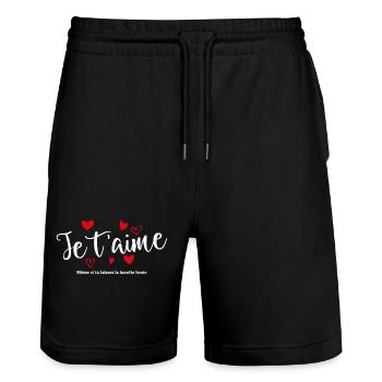 T-shirt / Je t’aime / Je t’aime / Je t’aime - Short de jogging bio TRAINER Stanley/Stella unisexe - noir - Devant - Nik (191cm) & Marisol (170cm)