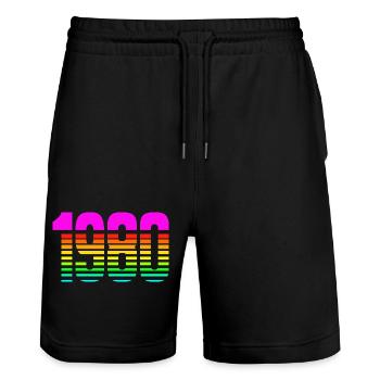 1980 - Stanley/Stella Trainer Unisex Organic Jogging Shorts - black - Front - Nik (191cm) & Marisol (170cm)