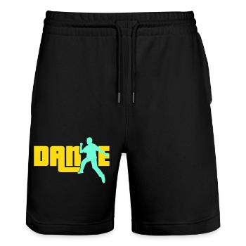 Dance Text Dancing Man Silhouette Party Music - Stanley/Stella Trainer Unisex Organic Jogging Shorts - black - Front - Nik (191cm) & Marisol (170cm)