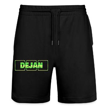 Geschenkidee Dejan - Stanley/Stella Unisex Bio Joggingshorts Trainer  - Schwarz - Vorne - Nik (191cm) & Marisol (170cm)