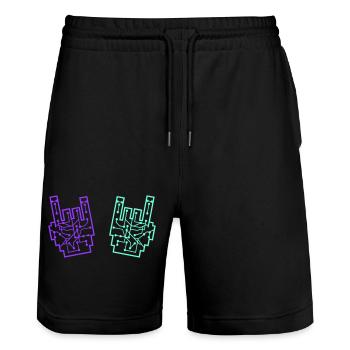 Nerd Geek Heavy Metal Rock Schaltkreise Handgeste - Stanley/Stella Unisex Bio Joggingshorts Trainer  - Schwarz - Vorne - Nik (191cm) & Marisol (170cm)