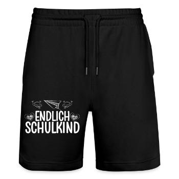 Erste Klasse Grundschule Schulbeginn Geschenk - Stanley/Stella Unisex Bio Joggingshorts Trainer  - Schwarz - Vorne - Nik (191cm) & Marisol (170cm)
