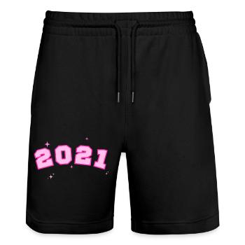2021 Stern Rosa - Stanley/Stella Unisex Bio Joggingshorts Trainer  - Schwarz - Vorne - Nik (191cm) & Marisol (170cm)