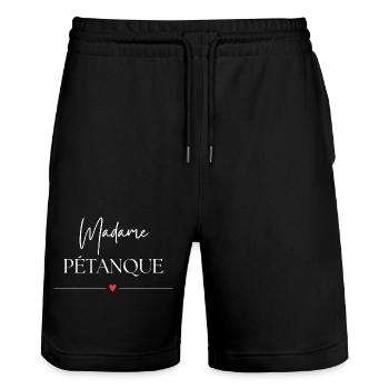 Madame Pétanque - Stanley/Stella Unisex Bio Joggingshorts Trainer  - Schwarz - Vorne - Nik (191cm) & Marisol (170cm)