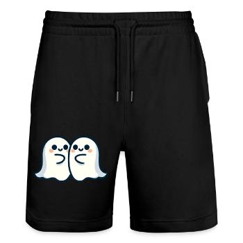 Umarmende Geister - Stanley/Stella Unisex Bio Joggingshorts Trainer  - Schwarz - Vorne - Nik (191cm) & Marisol (170cm)