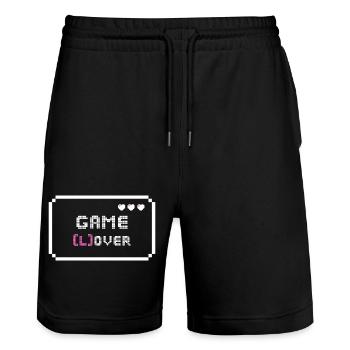 Game Lover Design - Stanley/Stella Unisex Bio Joggingshorts Trainer  - Schwarz - Vorne - Nik (191cm) & Marisol (170cm)