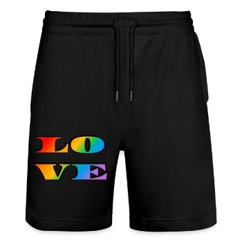 Amour arc-en-ciel rétro - Short de jogging bio TRAINER Stanley/Stella unisexe - noir - Devant - Nik (191cm) & Marisol (170cm)
