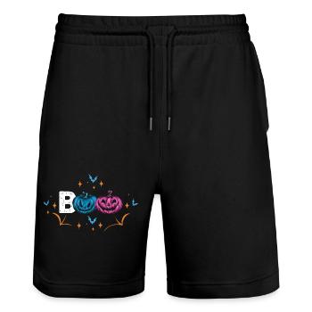 Pumpkin Halloween Costume Halloween - Stanley/Stella Trainer Unisex Organic Jogging Shorts - black - Front - Nik (191cm) & Marisol (170cm)