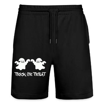 ghosts trick or treat - Stanley/Stella Unisex Bio Joggingshorts Trainer  - Schwarz - Vorne - Nik (191cm) & Marisol (170cm)
